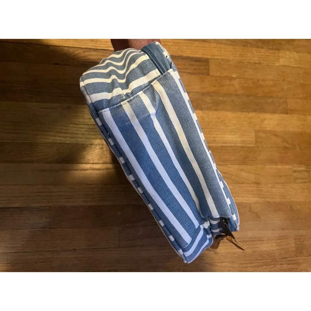 Pottery Barn Teen Blue White Striped Insulated Lunch Box Canvas Zippered Bag